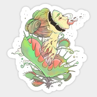 Artwork Of Venus Fly Trap Woman Sticker